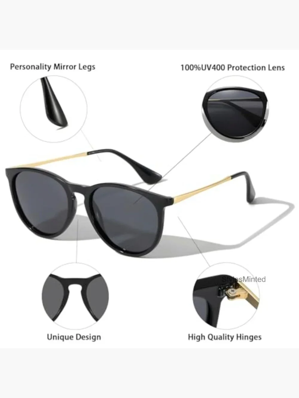 Vintage Round Polarized Sunglasses UV400 Protection Lightweight Unisex